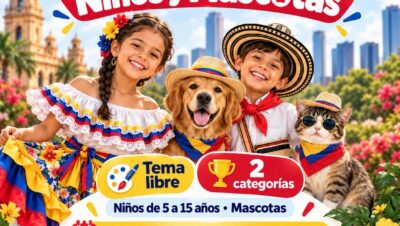 Afiche del concurso de disfraces para niños y mascotas del Consulado de Colombia en Houston