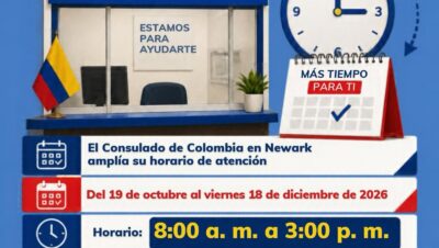Anuncio del horario ampliado de atención del Consulado de Colombia en Newark