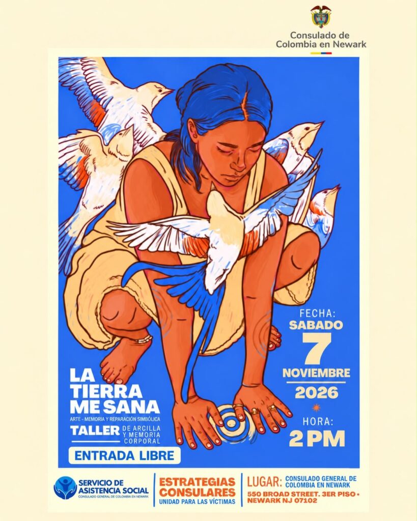 Invitación a La Tierra Me Sana, encuentro de arte y memoria del Consulado de Colombia en Newark